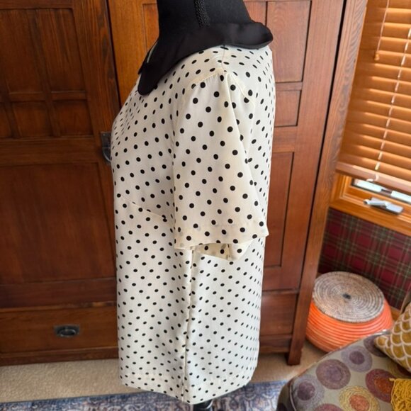Merona Black and Cream Polka Dot Short Sleeve Blouse - Picture 3 of 7